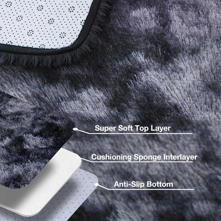 Soft Plush Dark Grey 200cmx230cm Floor Carpet Rug Mat, Ideal for Living Room & Bedroom
