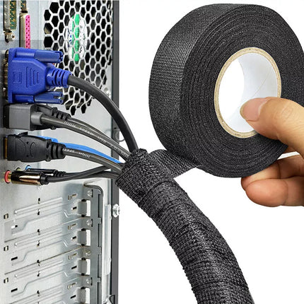 5pcs 15M Heat-Resistant Adhesive Cloth Fabric Tape For Automotive Cable Wiring