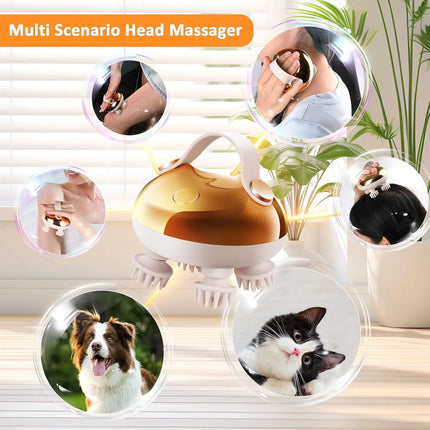 Waterproof Electric Head Massager W/8 Massage Heads 3 Modes Deep Scalp Massage