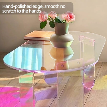 Gorgeous Iridescent Acrylic Side Table Cool Rainbow Coffee Table Home Art Decor