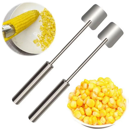 2x Stainless Steel Corn Peeler Serrated Corn Stripper Peelers Cob Shaver Cutter