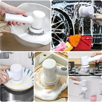 5 in 1 Electric Cleaning Brush Spin Scrubber Cordless USB Rechargeable Handheld
