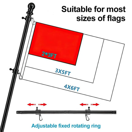 Flag Pole Kit 6 Ft,Flag Pole with Bracket,Heavy Stainless Steel Garden Flagpole Black