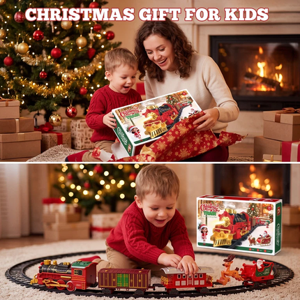 Battery Operated Toy Train With Light & Sound Around Christmas Tree Track Set