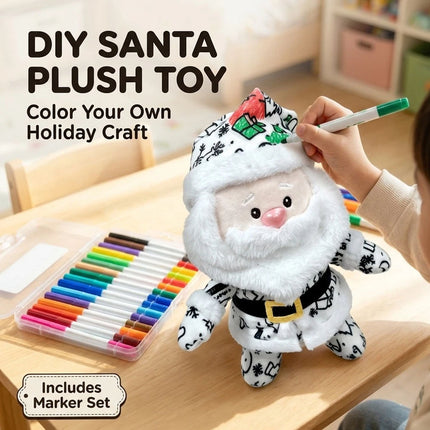 Paintable DIY Paintable Santa Claus Plush Toy Home Festive Decorations with pens