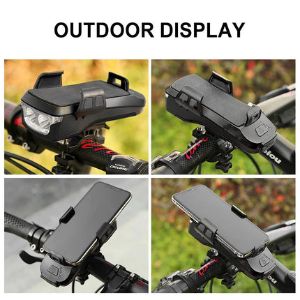 LED 4 In 1 Horn LED Bike Headlight Lamp Horn Power USB Rechargeable 3 Mode