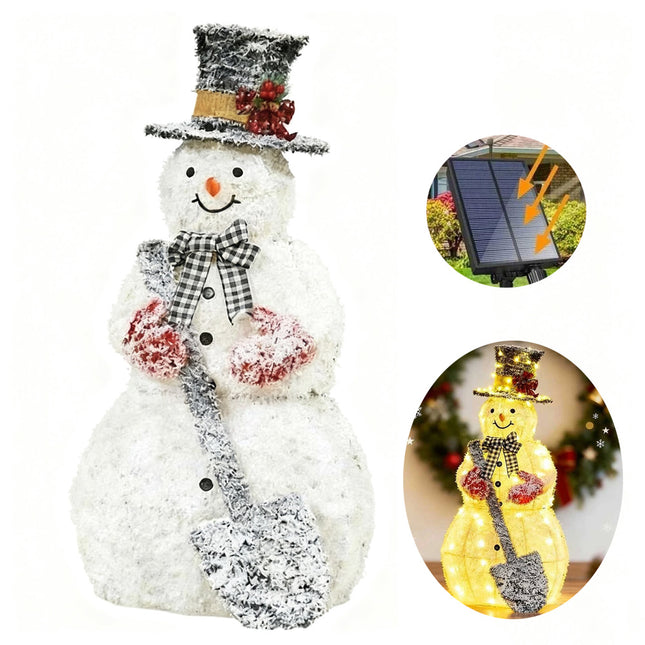120cm Solar Powered Christmas Decoration Lights Snowman Metal Frame LED Light