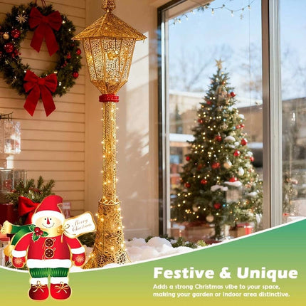 Christmas Lamp Post with LIghts Indoor Outdoor Solar and Plug in Light Garden