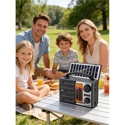 1200mAh Wind Up Solar Radio Emergency FM/AM USB Charger Led Torch