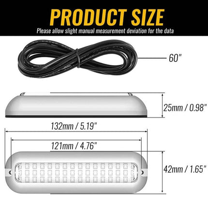 For Marine Boat Transom42LED Boat Light Stainless Steel Underwater Pontoon Pair