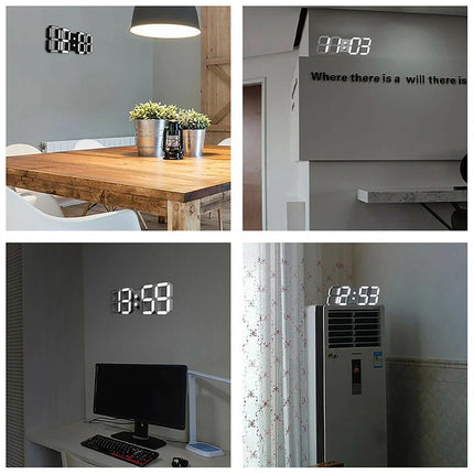 LED Digital Wall Clock Alarm USB Date Temperature Table Desktop Home Decoration