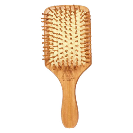 Bamboo Hair Brush Pneumatic Massage Comb Small Spherical Wooden Pins healthy （1 x Large Square Comb）