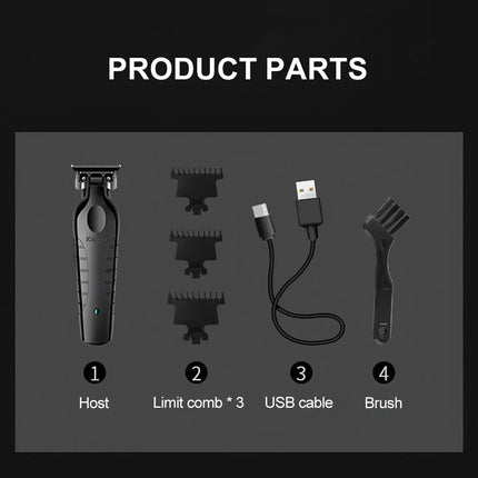 Cordless Hair Trimmer 0mm Zero Gapped Carving Clipper Detailer