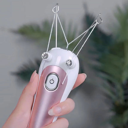 Electric Threading Epilator Face Body Threader Hair Remover USB Charging (Rose Gold)