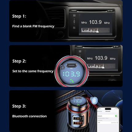 Bluetooth Adapter Car Wireless FM Radio FM Transmitter PD Dual USB Charger MP3