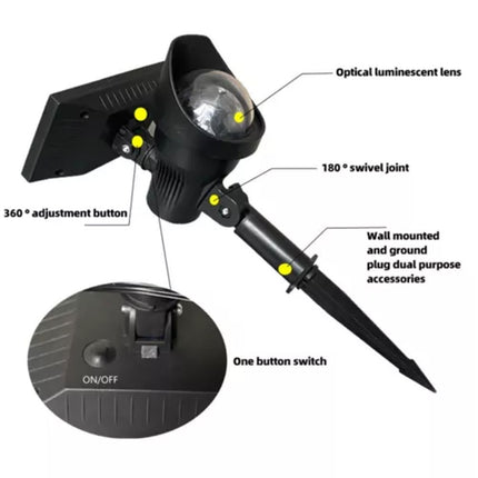 Solar Powered Star Light Projector Waterproof Outdoor Christmas Xmas Laser Light