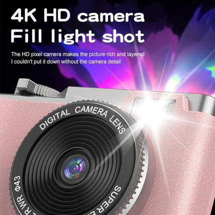 Digital Camera HD 1080P 64MP 2.4'' LCD Display Screen 8X Zoom Anti-Shake Camera (Pink)