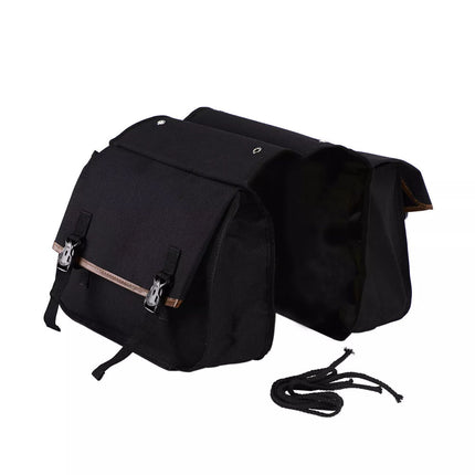 Waterproof Motorcycle Saddle Bag Black Universal Riding Canvas Travel Bag