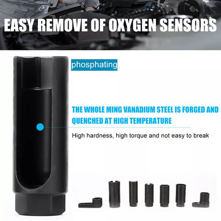 7pcs O2 Oxygen Sensor Socket Set Removal Kit With 3/8" & 1/2" Drive CR-V Steel