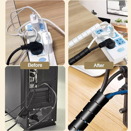 5M Tube Wire Wrap Spiral Storage Pipe Cable Organize Management Cord Protector