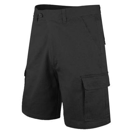 Mens Cargo Work Shorts Cotton Drill Heavy Duty Tradie Multi Pockets Black