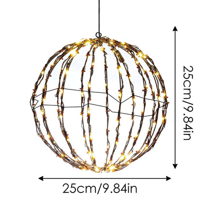 25*25 Warm Lights Christmas Foldable Metal Hanging Sphere Lights Outdoor Display Ball Lights