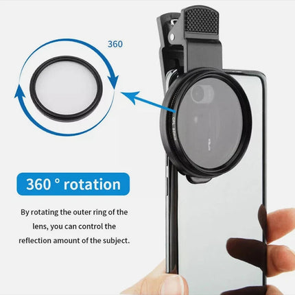 52mm Clip On CPL Filter Phone Circular Polarizing Lens with Storage Case