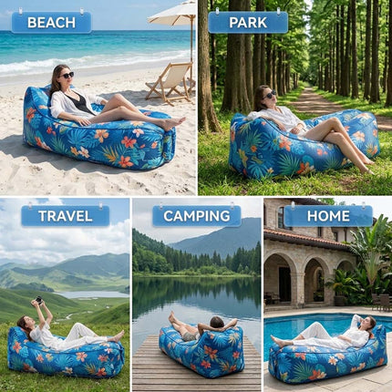 Inflatable Sofa Bed Swimming Pool Floating Raft Beach Garden Folding Chair