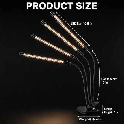 80 LED Grow Light 4 Head Full Spectrum Indoor Plant Lamp Timer USB Dimmable