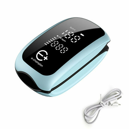 Rechargeable Finger Pulse Oximeter Blood Oxygen Saturation Heart Rate Monitor Blue