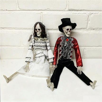 2pk Halloween Skeleton Couple Hanging Decor Party Prop Coco Corpse Bride Groom