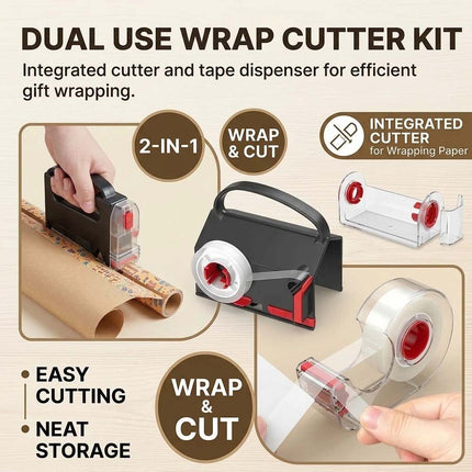 Wrapping Paper Cutter Tool With 2 Tape And 1 Replace Blade For Christmas Gifts