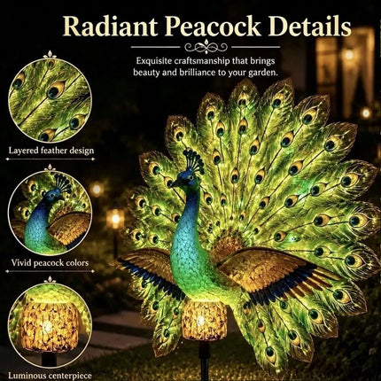 Resin Solar Garden Lights Waterproof Solar LED Peacock Figurine Light Patio
