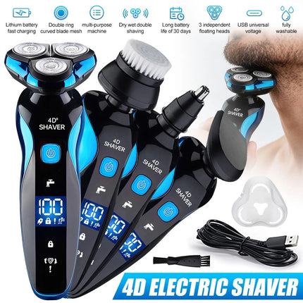 Mens Electric Shaver Razor Wet Dry Rotary Cordless USB Rechargeable Charging