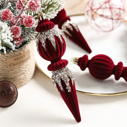 11Pcs Sparkling Christmas Tree Flocking Pendant Kit Hanging Decorations Christmas