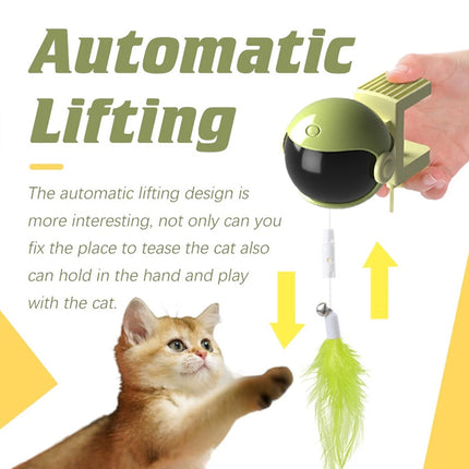 4PCS Cat Toy Kitten Smart Automatic Lifting Feather Teaser Electric Interactive (Green)