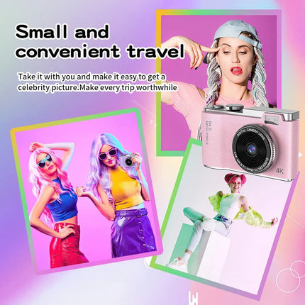 Digital Camera HD 1080P 64MP 2.4'' LCD Display Screen 8X Zoom Anti-Shake Camera (Pink)