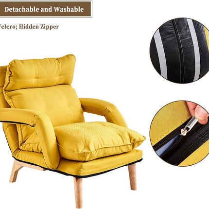 Recliner Armchair with Footstool Lounge Sofa Washable Cover Yellow