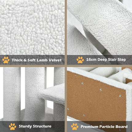 4-Step Pet Stairs Carpeted Ladder Ramp 8 Scratching Post Cat Tree Climber