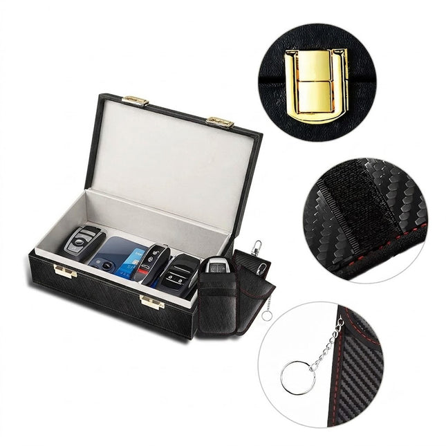 Anti-Theft Faraday Box With 3 Bags For Car Key Fob Signal  Universal Fit