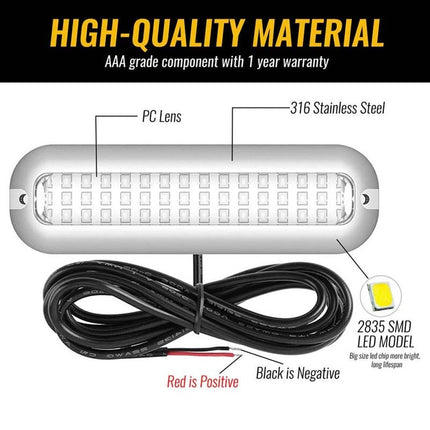 For Marine Boat Transom42LED Boat Light Stainless Steel Underwater Pontoon Pair