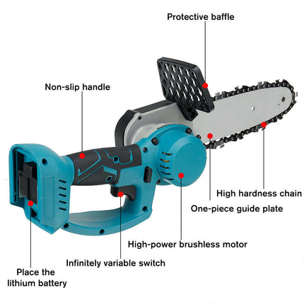 10'' Cordless Electric Chainsaw Wood Cutter Chain Saw with 2 Batteries