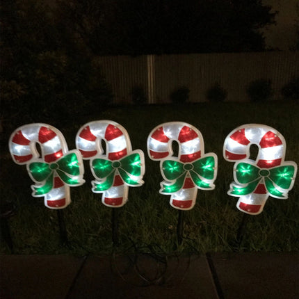 4 Pieces 40 LED White PVC Candy Cane Solar Christmas Garden Lights