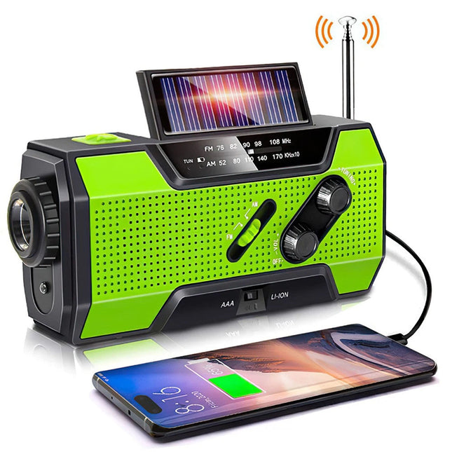 20000mAh Wind Up Solar Radio Hand Crank Emergency FM/AM USB Charger LED Torch