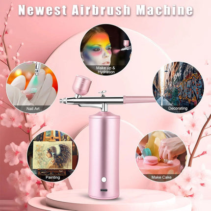 Portable Airbrush Kit Air Brush Compressor Cordless Spray Paint USB Rechargeable