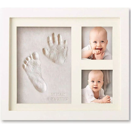 Baby Handprint Footprint Name Stamp Clay Hand Print Picture Frame for Newborn