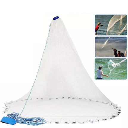 Durable Fishing Cast Net Bait Easy Throw Hand Cast Strong Tire Trap Mesh Line (3.6M/12FT)