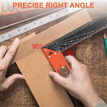 Woodworking Square Ruler, 2025 New Multi-angle Measuring Ruler (Red-30cm)