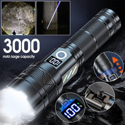 1500000lm LED Flashlight Torch Zoom Light Super Bright Camping Rechargeable Lamp