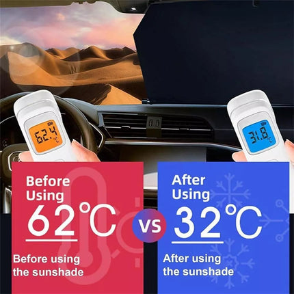 Retractable Car Windshield Sunshade, Automatic Sun Shade for Vehicle Sun Blocker (Sunshade+ 4PCS Side Mesh)